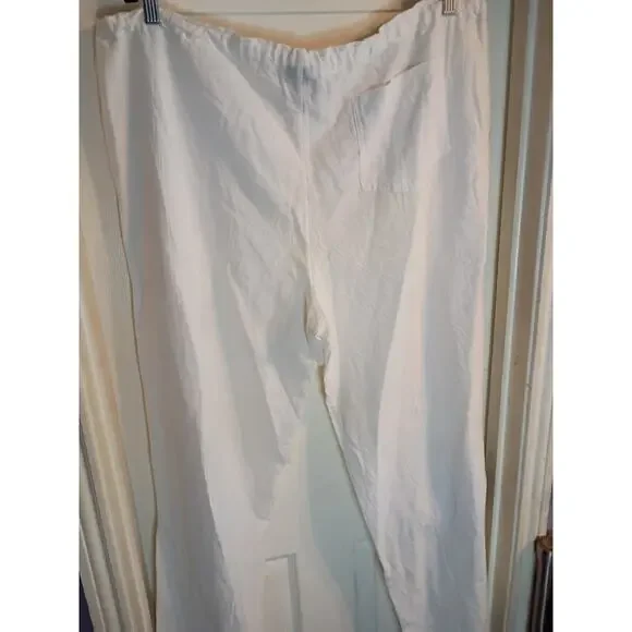 Yasa Gauzy Pants White Wide Leg Drawstring Sz L Beach Resortwear Pool - Picture 5 of 8